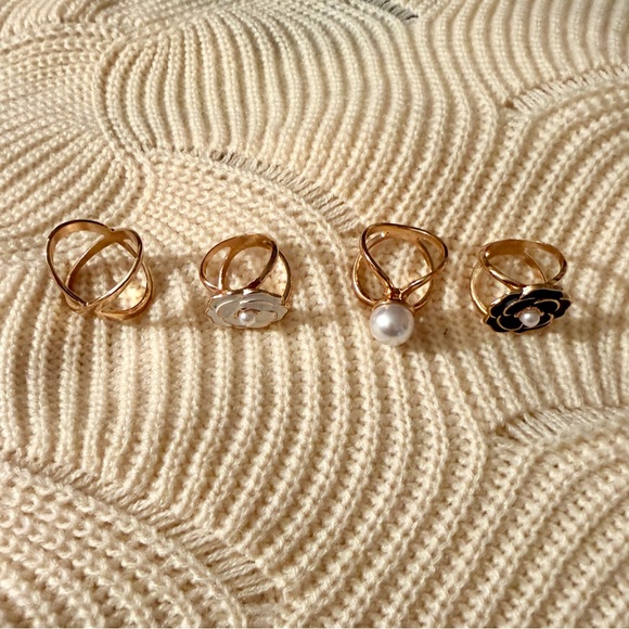 The Unbranded Brand Accessories - 4 Gold-tone and Black Women's Scarf Rings